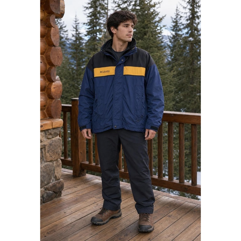 Columbia Bugaboo Interchange Jacket Men's S Blue Yellow Black Fleece Liner